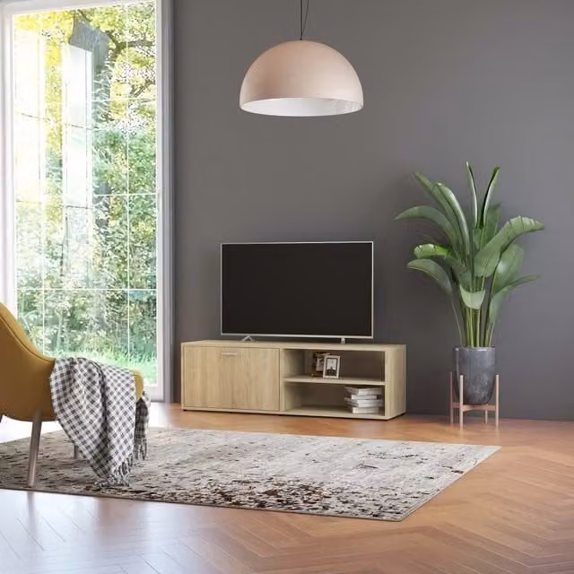 Berkfield Home Modern Sonoma Oak TV Cabinet in Brown, W/D/H: 120 x 34 x 37 cm