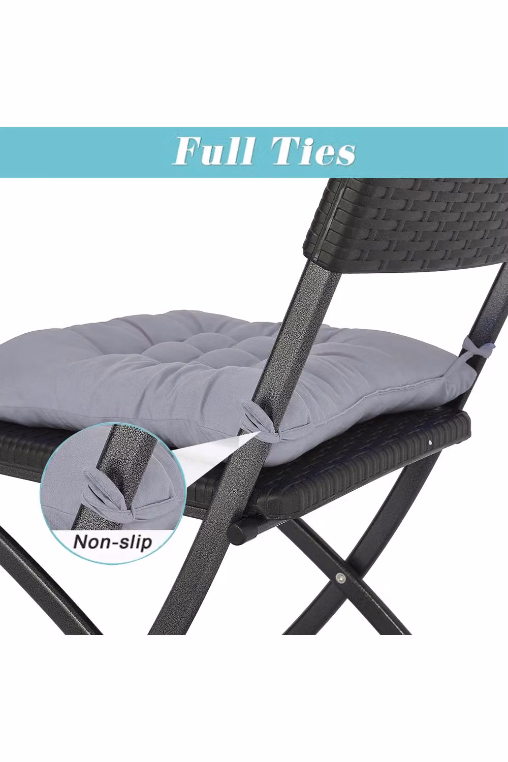 Living and Home 4-Piece Soft Thicken Polyester Tatami Seat Cushion Set in Grey – 3