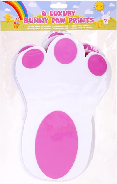 VFM e-Store Luxury White Bunny Paw Prints Easter Hunt Activity for Children, 6 Pack Organic Paper