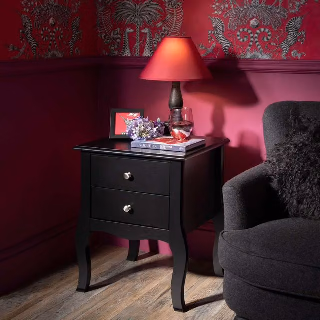 Noa and Nani Modern Black Matt Square Side Table Chest Height: 57.5 cm