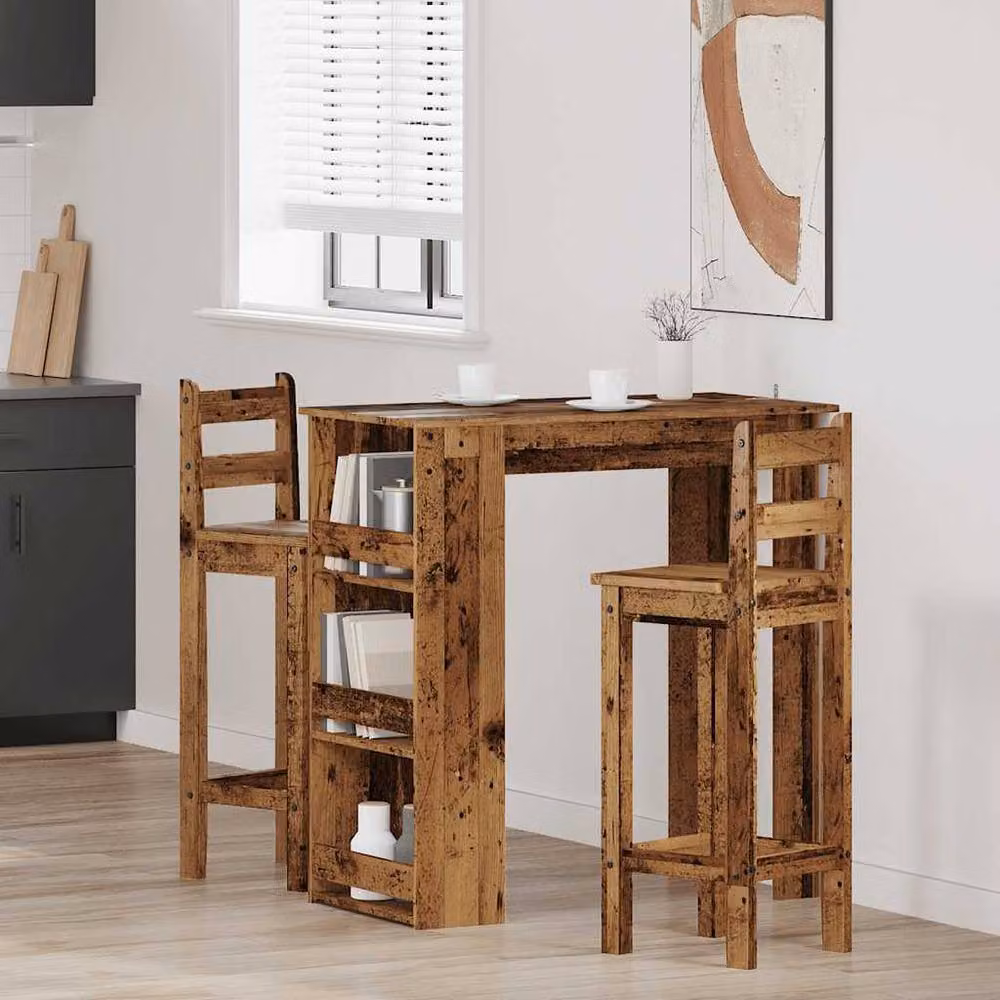 Berkfield Home Bar Table with Storage Rack in Brown, W/D/H: 102 x 50 x 103.5 cm – 3