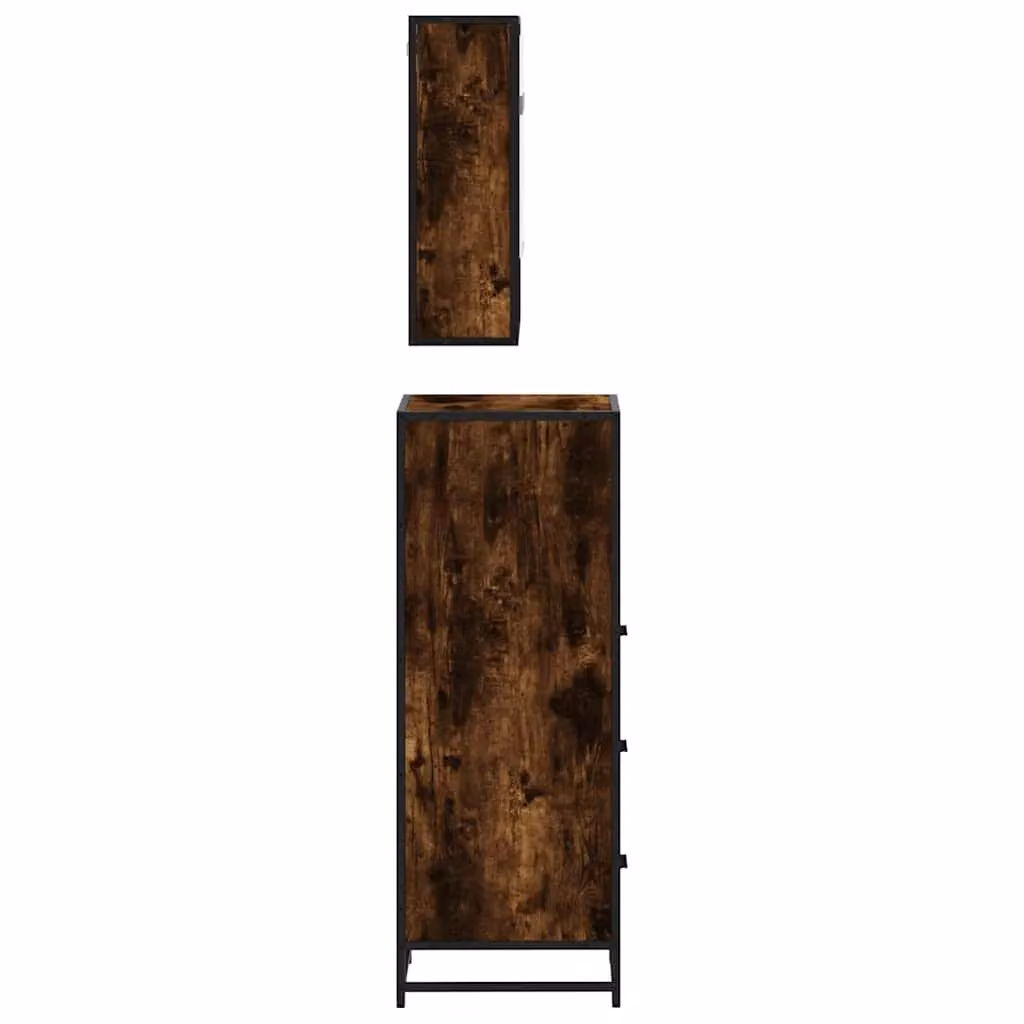 Berkfield Home 3 Piece Industrial Bathroom Furniture Set in Brown Smoked Oak Engineered Wood – 5