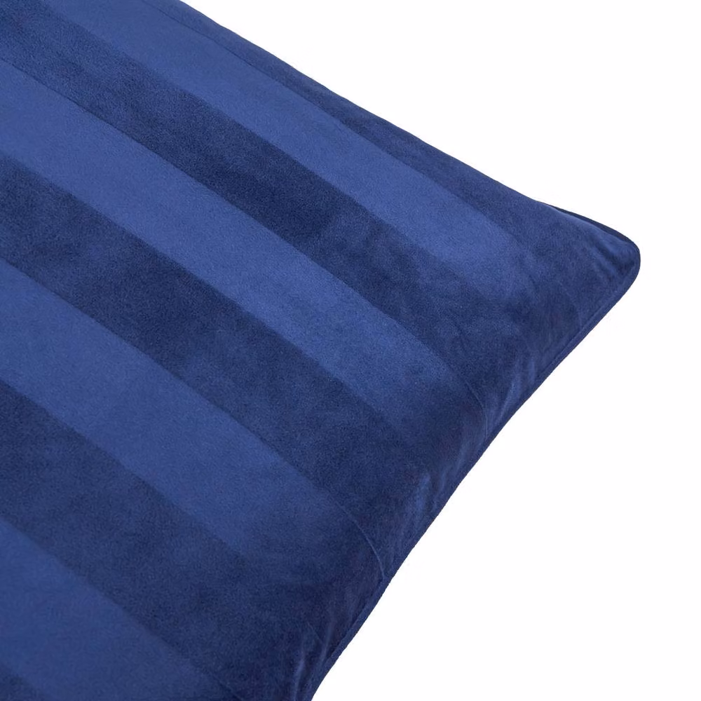 Paoletti Regency Striped Velvet Square Cushion in Blue, W x D: 45 x 45 cm – 3