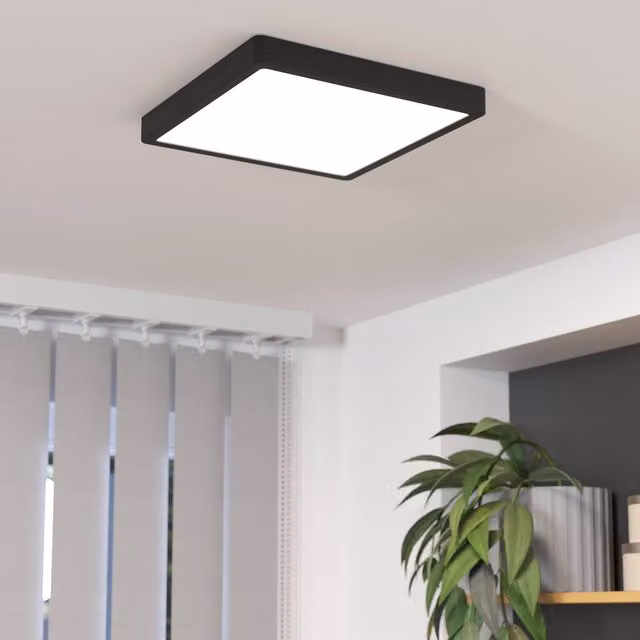 Eglo Fueva 6 Black LED Tricolour Modern Square Ceiling Light
