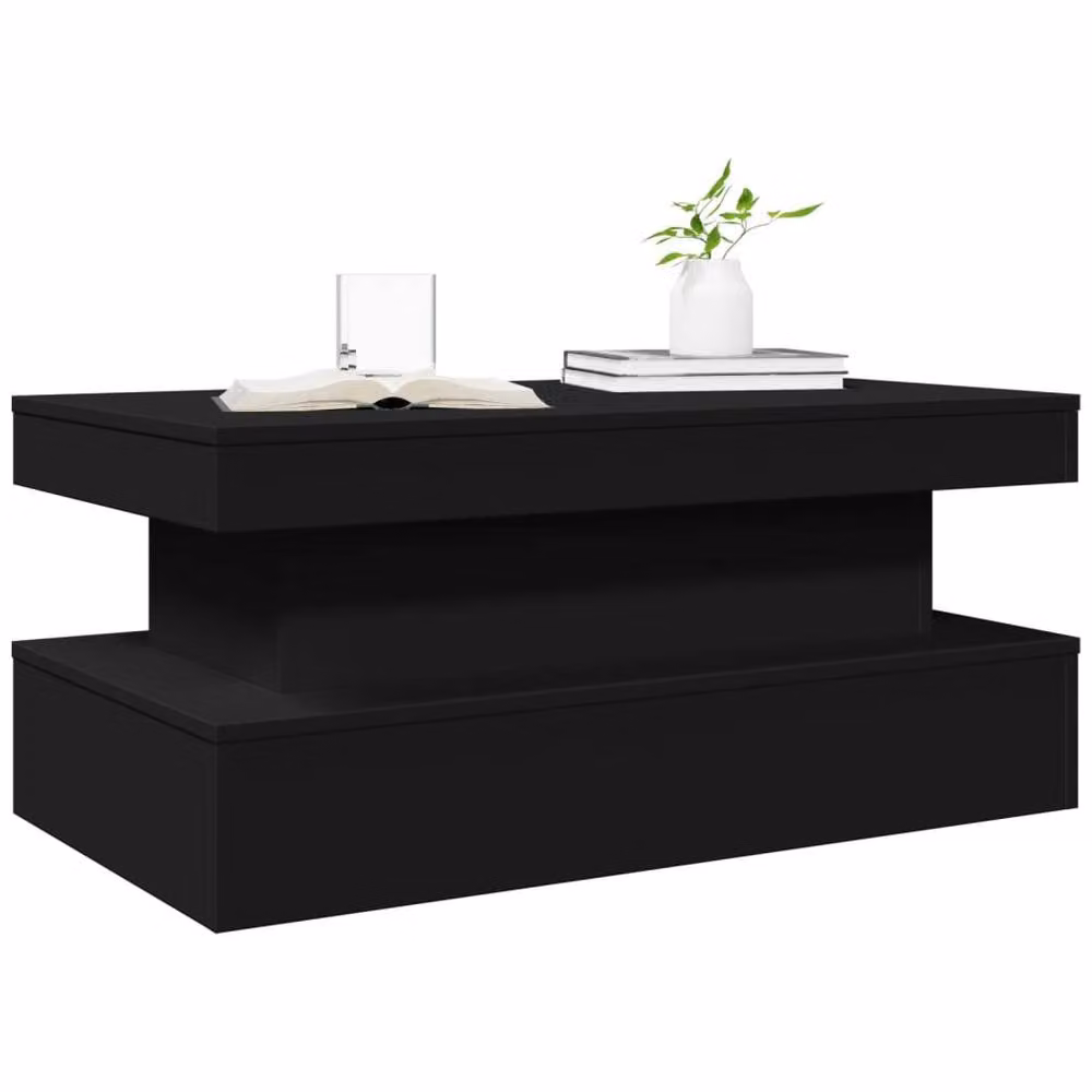 Berkfield Home Modern Black Coffee Table with LED Lights W/D/H: 90 x 50 x 40 cm – 6