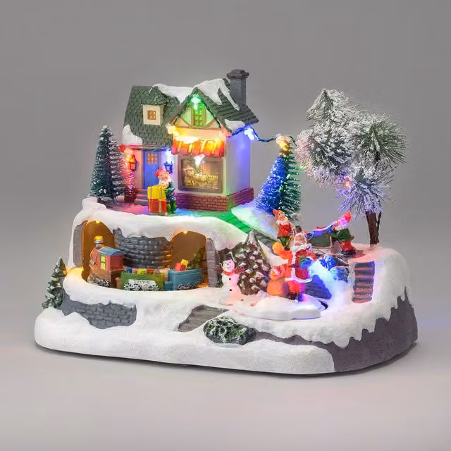 Christow Christmas Village Scene Tabletop Decoration with Multicolour LED Lights – 1