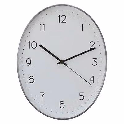 Premier Housewares Oval Metal Wall Clock in Grey, Black and White, W/H: 35 x 27 cm