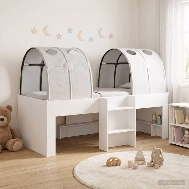 Berkfield Home White Engineered Wood Childrens Bed with Tunnel and Lift Up Base