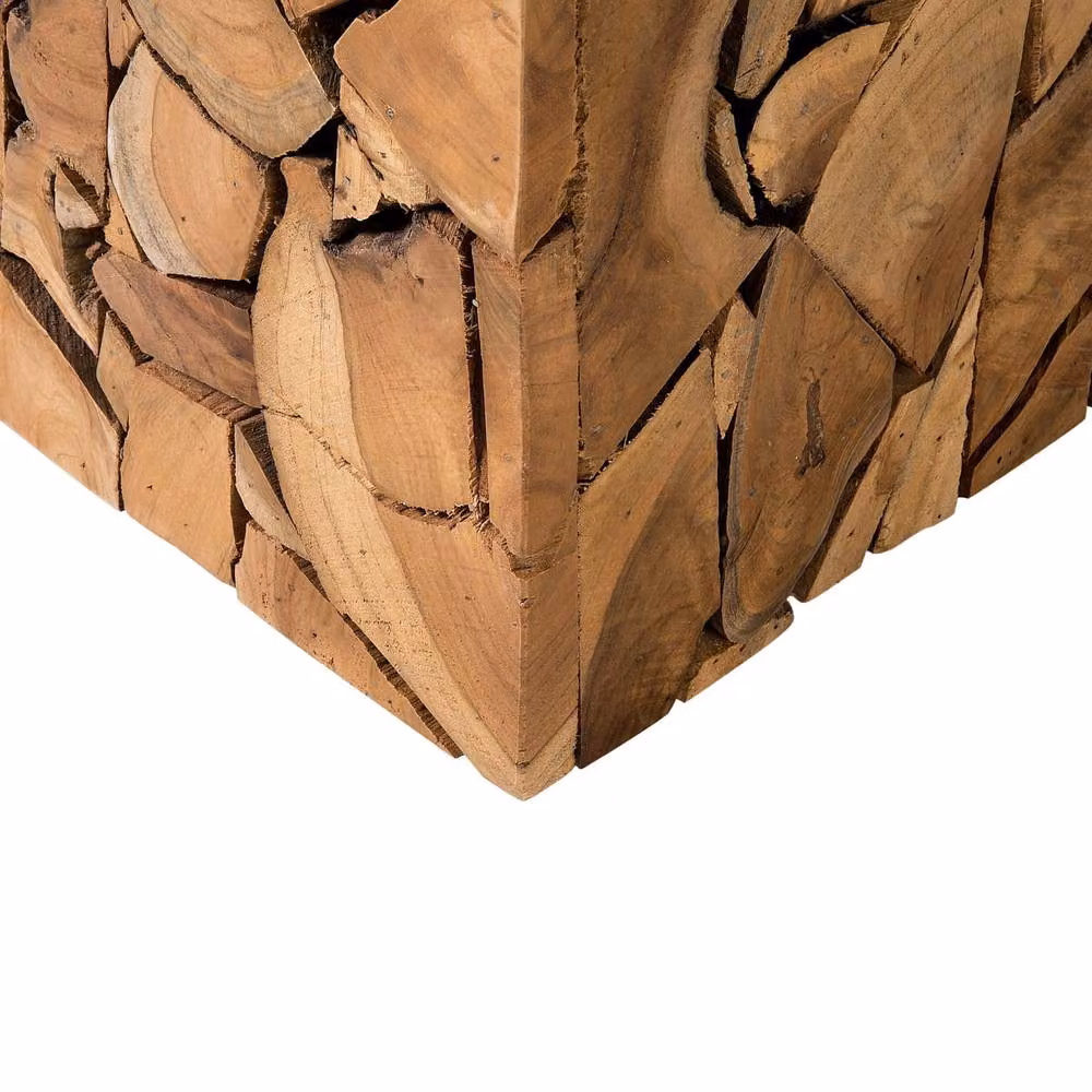 Wyld and Coco Handcrafted Rustic Teak Wood Side Table, Brown, W/D/H: 30 x 30 x 45 cm – 6
