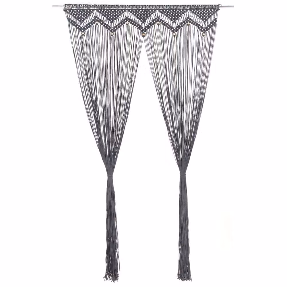Berkfield Home Macrame Curtain in Anthracite Grey, W: 140 cm, H: 240 cm