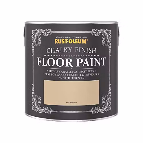 Rust-Oleum Featherstone Water-Based Scratch-Proof Floor Paint in Matt Finish, Yellow/Beige, 2.5 l – 3