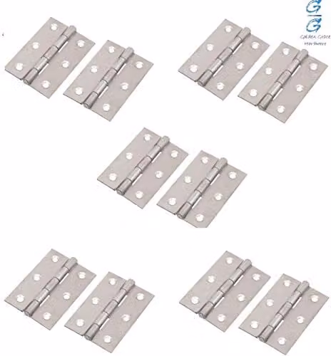 Golden Grace Chrome Screw-On Butt Hinges for Timber Doors, 5 Pairs, 75mm