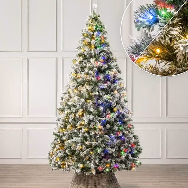 Christow Chamonix Spruce Pre-Lit LED Christmas Tree with Colour Switch in Green – 1