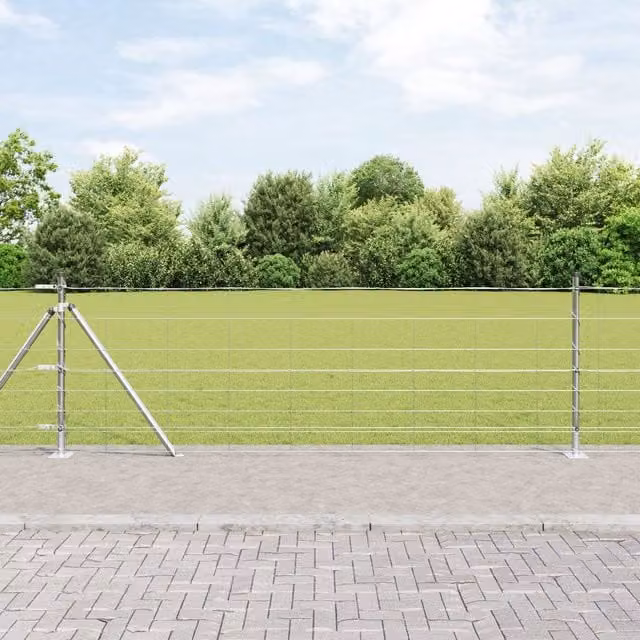Berkfield Home Field Fence Galvanised Steel in Silver/Grey, H: 0.8 m x L: 100 m