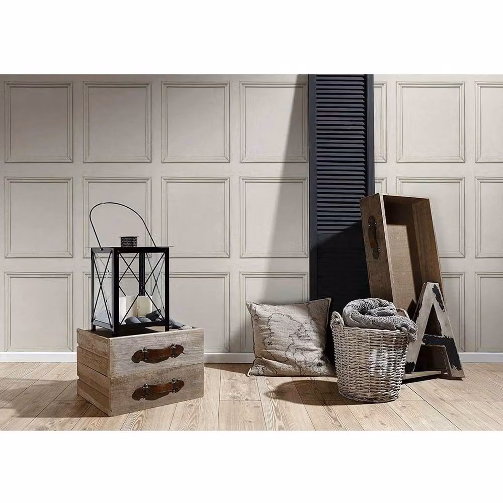 Nordara Coving 3D Wood Panelling Abstract Geometric Vinyl Wallpaper in Beige – 2