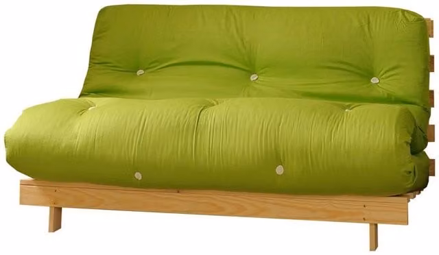 Comfy Living Lime 4ft Premium Luxury Wooden Futon Sofa Bed in Green, W/D/H: 122 x 200 cm