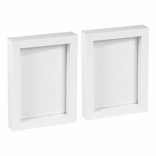 Nicola Spring White Rectangular 3D Box Photo Frames, Pack of 2