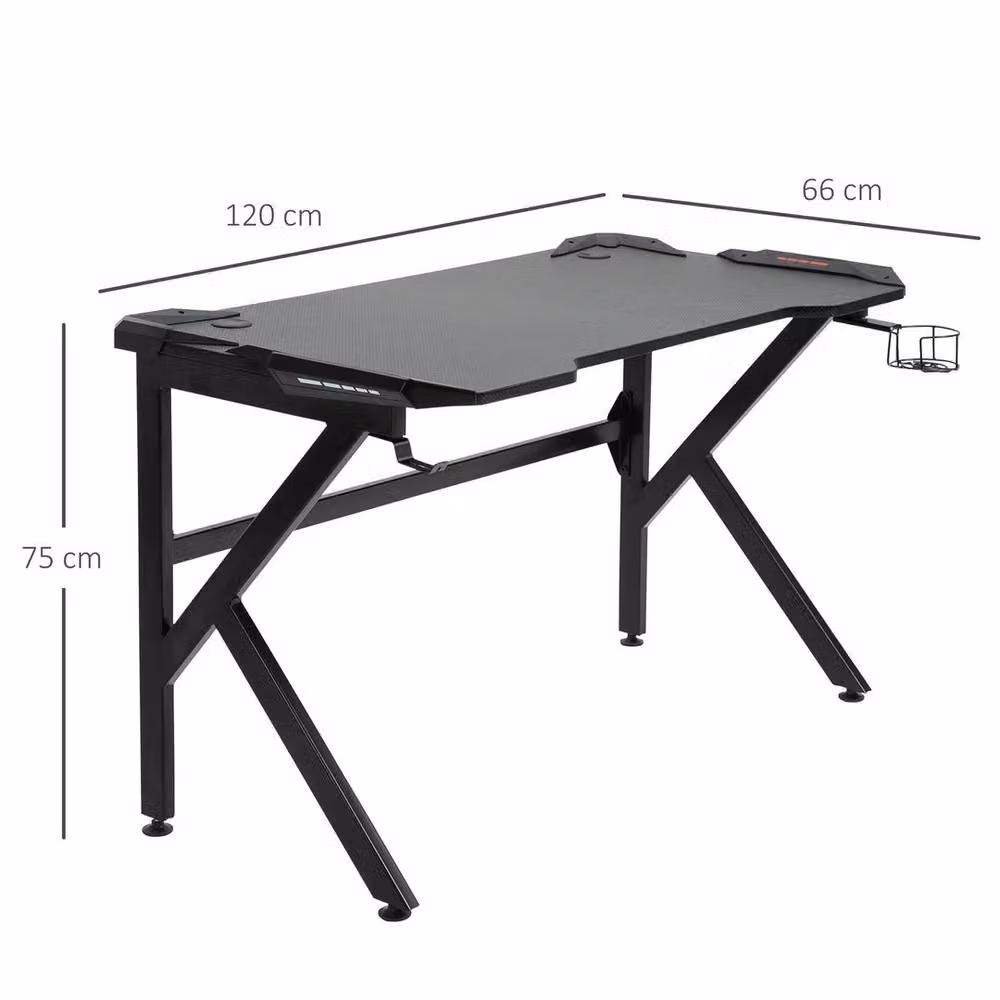 NESTLUNE Black Gaming Desk for Home and Office, W/D/H: 100 x 60 x 75 cm – 2