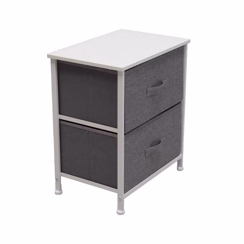 KORVIXA 2 Drawer Storage Chest in Grey with Metal and MDF Frame – 3