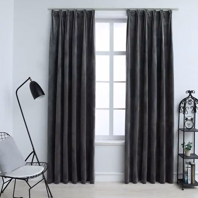 Berkfield Home Blackout Velvet Curtains, 2 Pack, Anthracite, W: 140 cm, H: 245 cm – 1