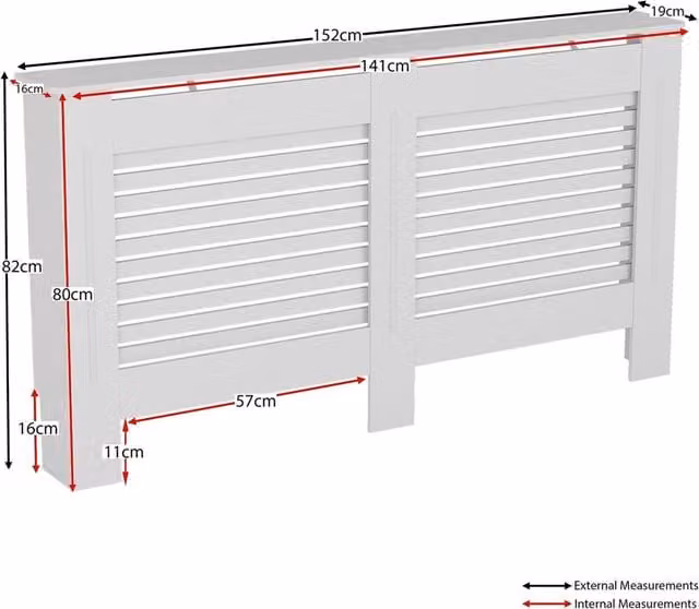 FLAVORA Large Modern White MDF Wood Slat Radiator Cover