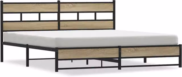 Berkfield Home Metal Bed Frame in Brown Sonoma Oak, 200 x 200 cm – 1