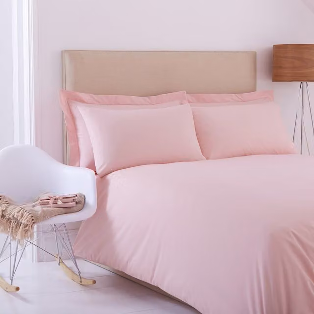 Charlotte Thomas Poetry Plain Dyed Single Duvet Cover and Housewife Pillowcase Set in Pink