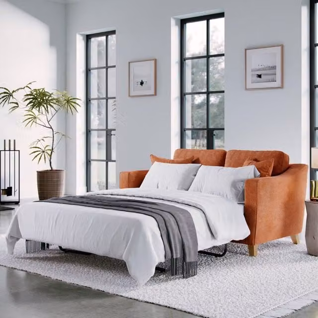 The Great Sofa Company Jackson Chenille 2 Seater Sofa Bed in Terracotta Orange