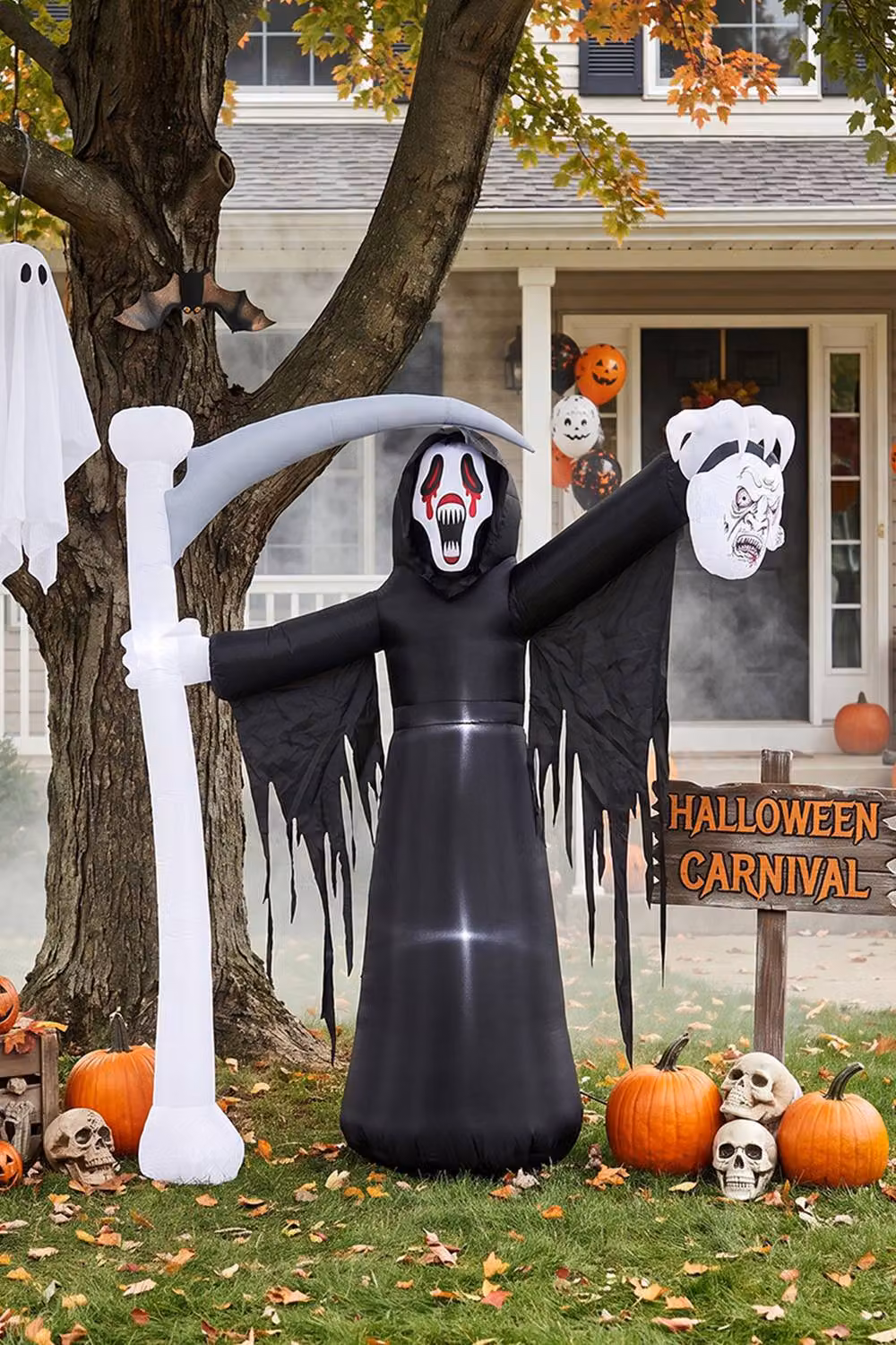 Living and Home 8 FT Halloween Inflatable Grim Reaper with LED Lights in Black and Multicolour – 2