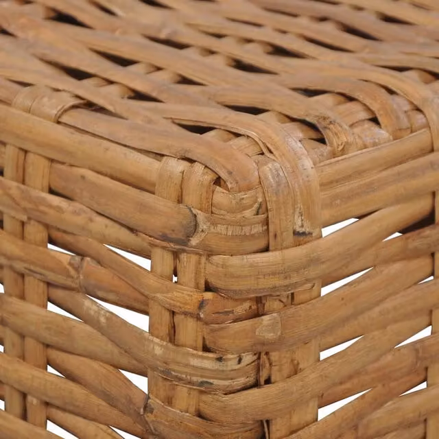 Berkfield Home Decorative Coffee Table in Brown Natural Rattan and Mango Wood, W/D/H: 47 x 47 x 28 cm – 1