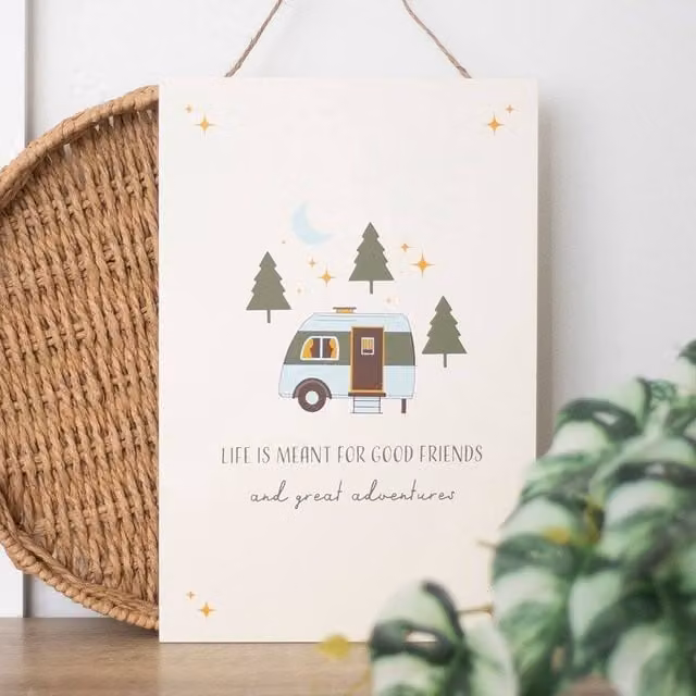 Uniqueful Good Friends & Great Adventures Multicolour Hanging Wall Sign