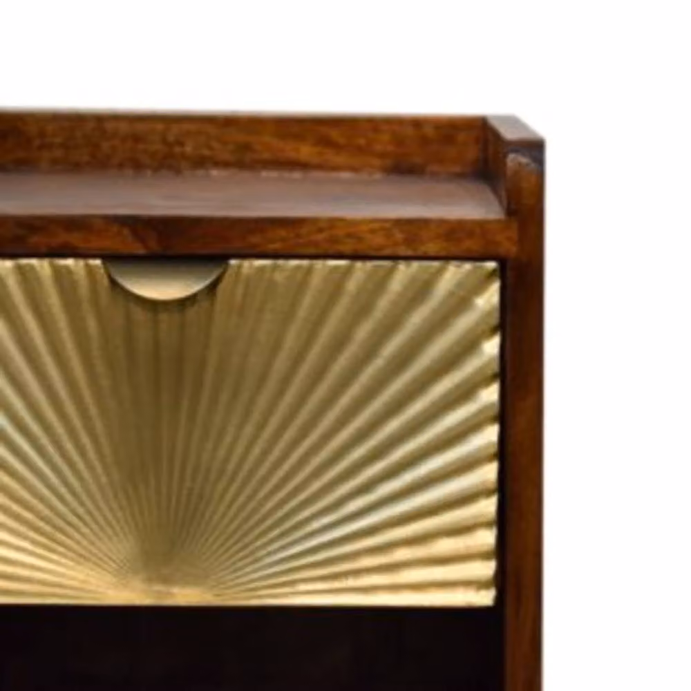 Wyld Haus Bolzano Art Deco Mini 1 Drawer Bedside Table in Brown Mango Wood – 3
