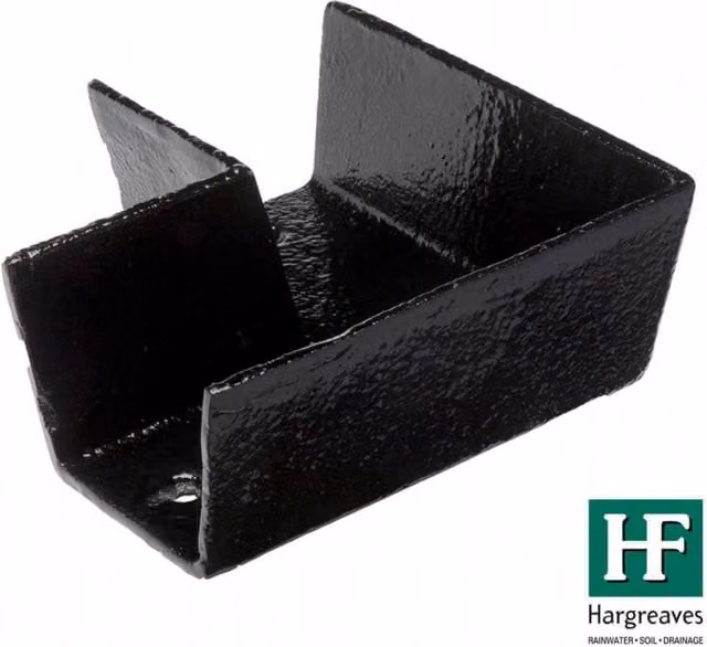 Hargreaves Premier Black Cast Iron Box Gutter Angle 90 Degree 100mm