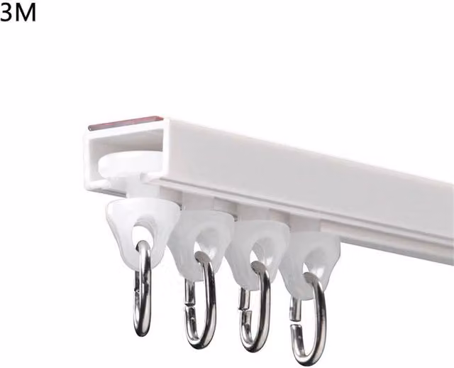 Nordara White Plastic Straight Curtain Track Rail Sliding Kit W: 40 cm, D: 40 cm, H: 6 cm