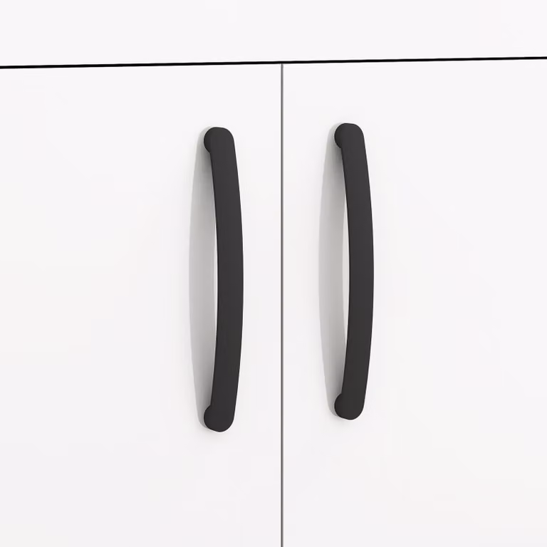 Royal Bathrooms Matt Black Bow Handle for Bathroom Cabinet Doors and Drawers, Stainless Steel