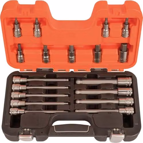 Bahco S18HEX 18 Piece Ball Hex Bit Socket Set, 1/2in Drive, Orange – 1