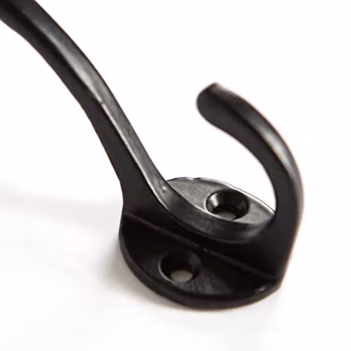 Hammer and Tongs Matt Black Powder-Coated Iron Hat and Coat Hook, Pack of 10, W: 2.5 cm, H: 8 cm – 3