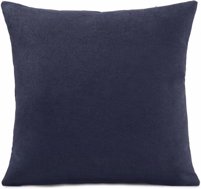 Livinluxury Plain Square Velvet Chenille Cushion in Blue