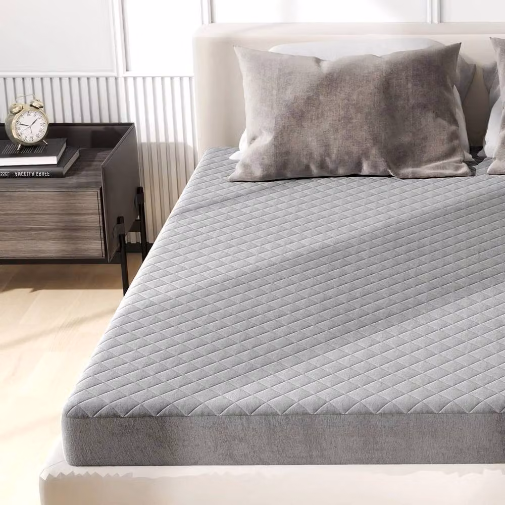 Kelvenix Luxury Super Soft Grey Velvet Foam Mattress Topper – 4