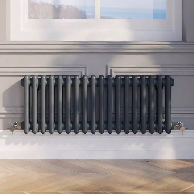 Temprazo Colosseum Double Bar Column Radiator in Anthracite Grey, H x W x D: 119 x 30 x 7 cm