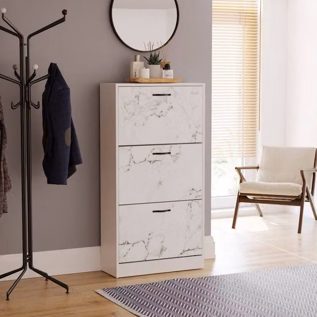 HD Designs Vida Designs 3 Drawer Shoe Cabinet in White – 1