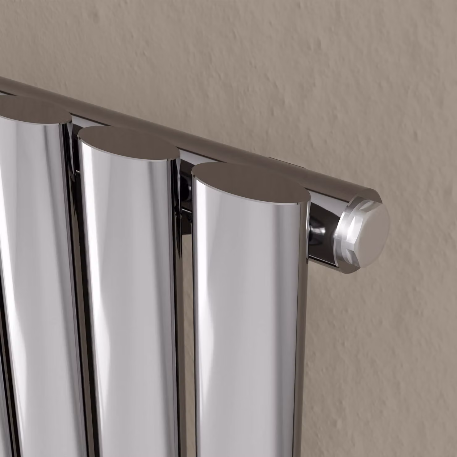 Agadon Solo Designer Oval Tube Radiator in Metallic Silver, H: 180 cm, W: 36 cm, D: 3.6 cm – 3