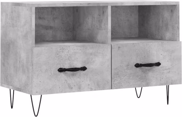 Berkfield Home Industrial TV Cabinet in Concrete Grey, W/D/H: 80 x 36 x 50 cm