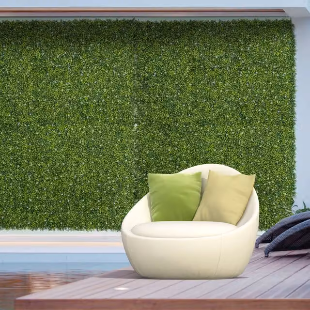 OUTSUNNY 12-Piece Artificial Boxwood Wall Panel Green Milan Grass Privacy Fence Screen, W/D/H: 50 x 50 x 50 cm – 1