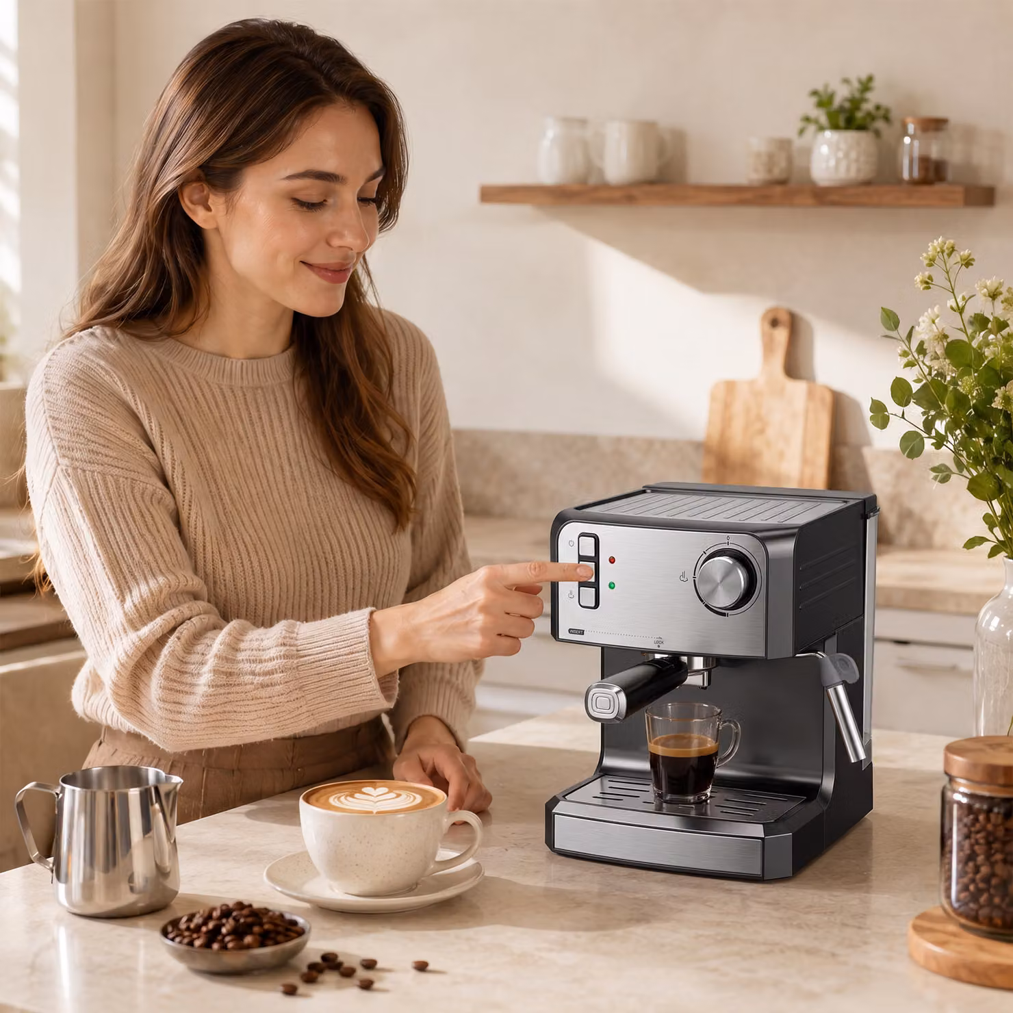 HOMCOM 20-Bar Semi Automatic Espresso Machine with Steam Wand and 1.6 l Water Tank, Black – 7
