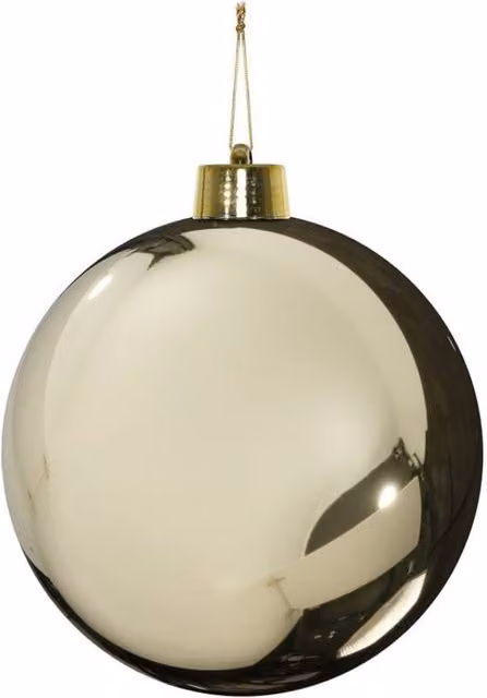 KDMD Shiny Shatterproof Champagne Bauble in Light Sand, Diameter: 20 cm