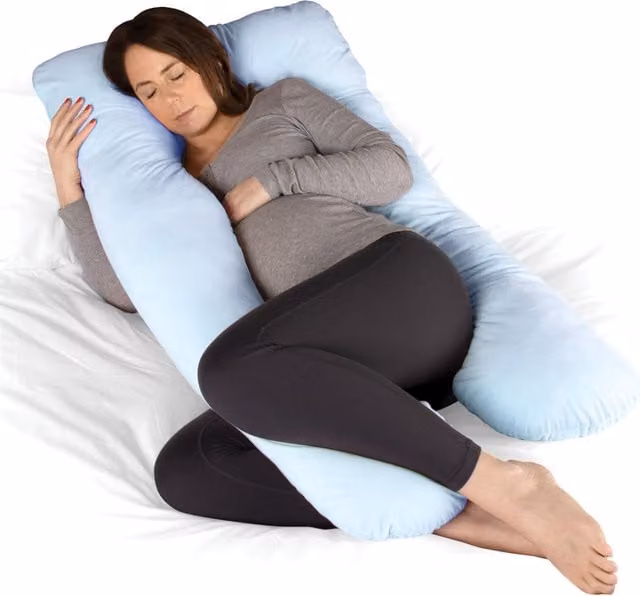 Dreamcatcher U-Shaped Maternity Support Pregnancy Pillow in Blue Micro Fleece – 1