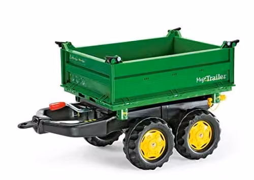 Rolly Toys John Deere 3 Side Tipper Trailer for Ride On Vehicles, Green