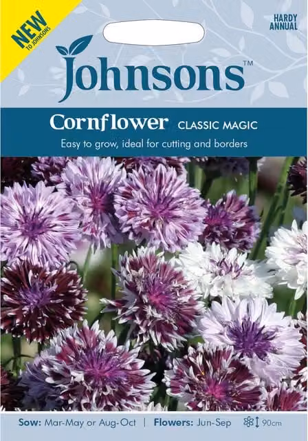 Johnsons Cornflower Classic Magic Multicolour Ornamental Flower Seeds