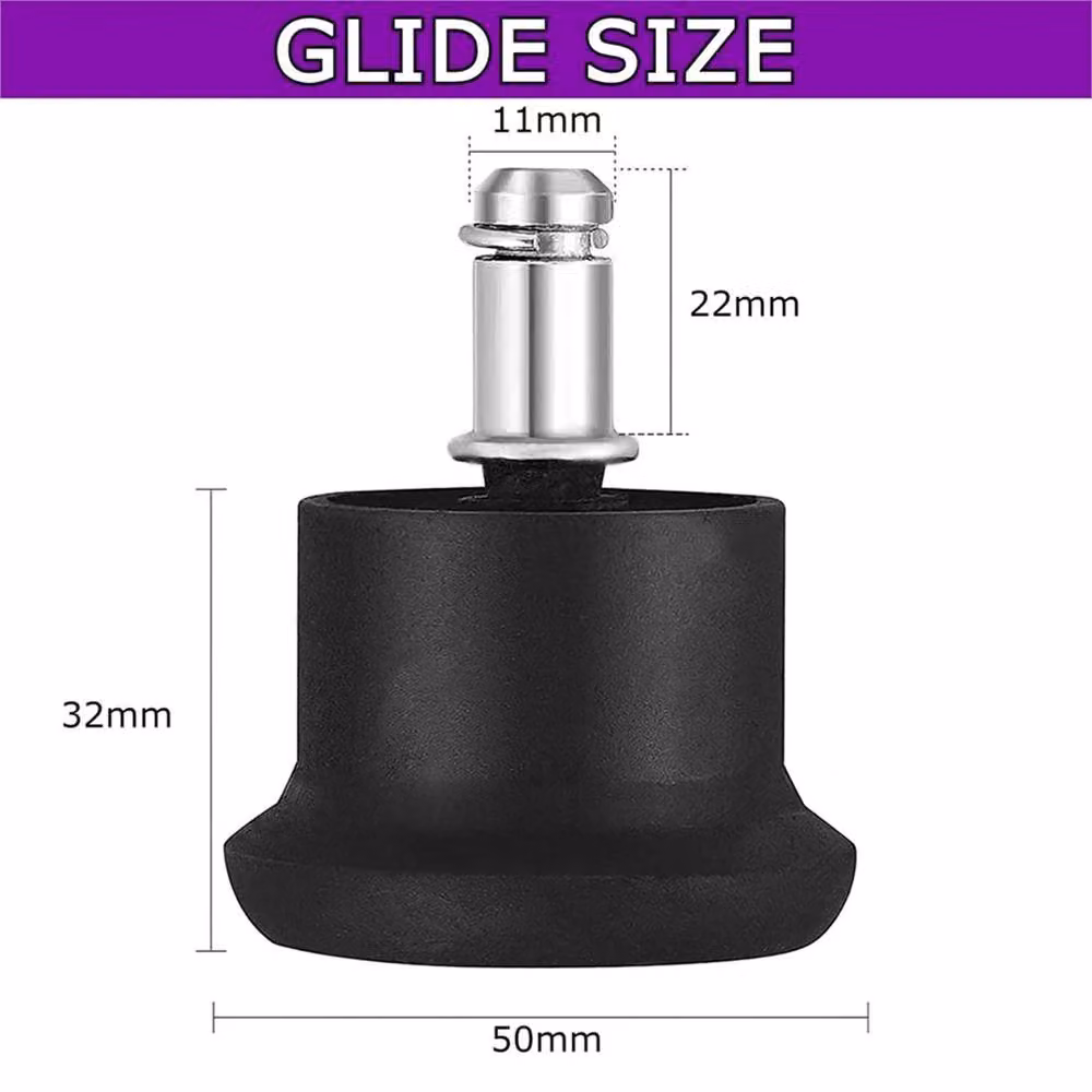 VOGREX Black Office Chair Casters Replacement Desk Wheels with Bell Glides – 2